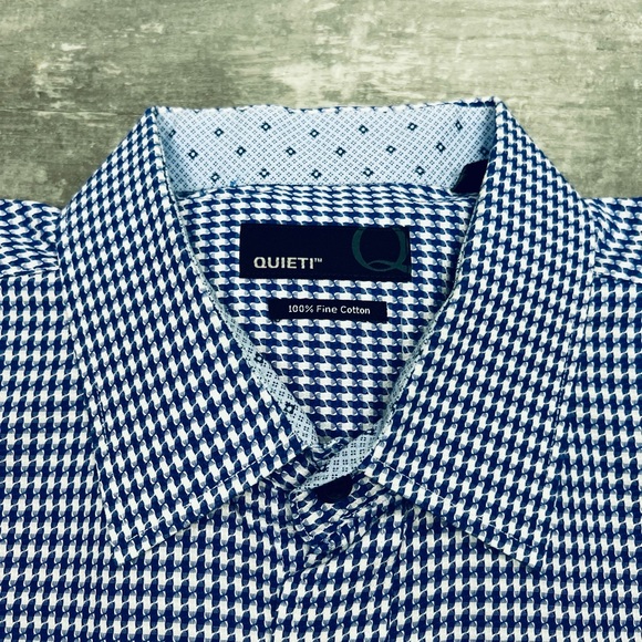 Quieti Blue & White Houndstooth Check Shirt XL - Picture 2 of 4